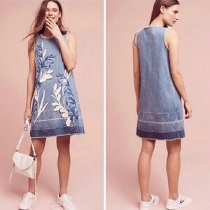 Anthropologie Denim Floral Dress - Holding Horses